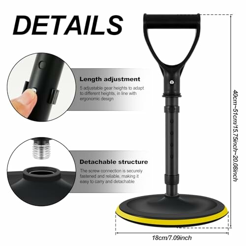 Adjustable shovel handle with detachable structure and ergonomic design.