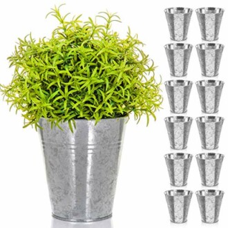 LIVIVO Galvanised Iron Flower Pots