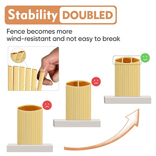 Illustration showing increased stability of bamboo fence.