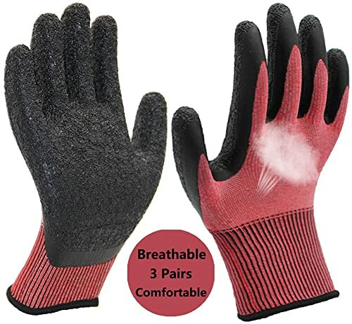 Breathable work gloves, 3 pairs, comfortable