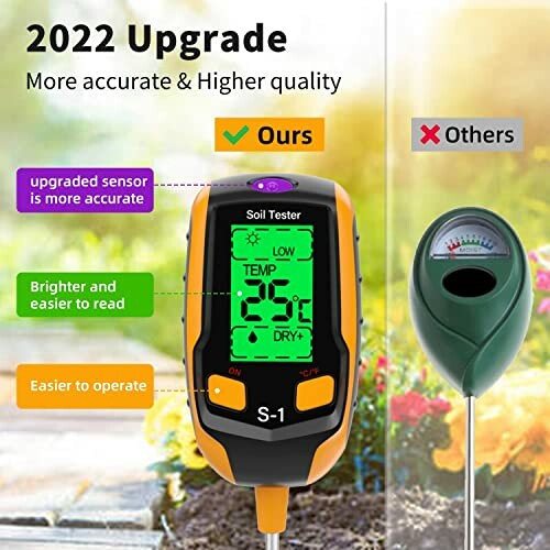 Comparison of upgraded soil tester with features like accuracy and ease of use.