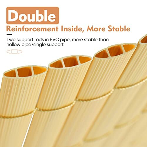 PVC pipes with double reinforcement for stability.