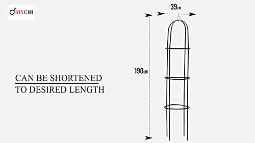 Diagram of a garden plant support tower with adjustable height.