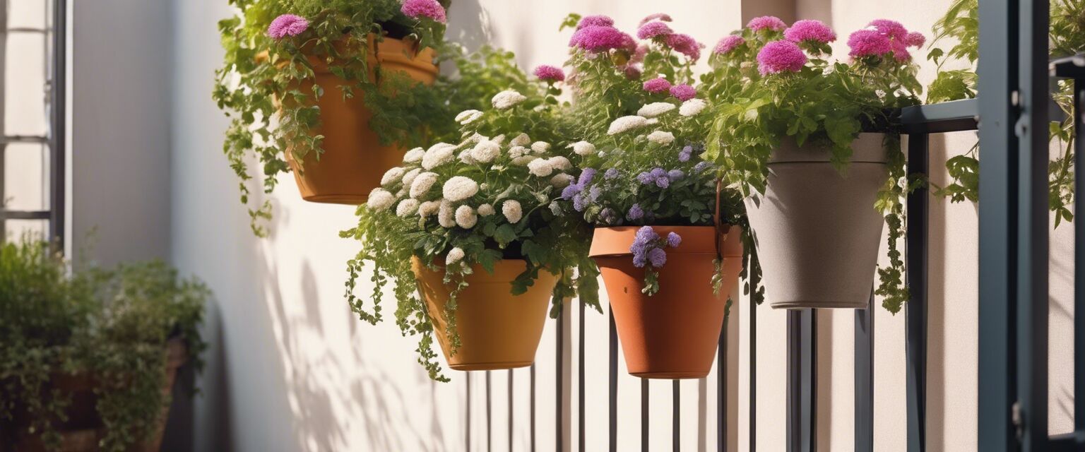 Hanging pots on a balcony