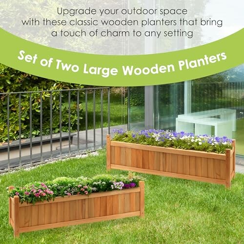 GEEZY Wooden Garden Planters