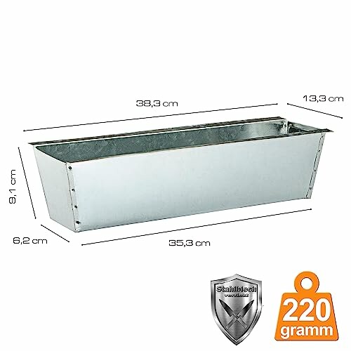 Metal planter box with dimensions and weight