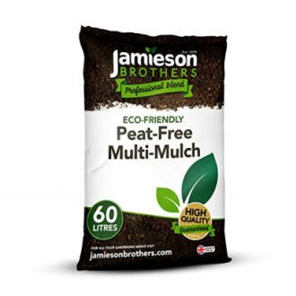 Bag of Jamieson Brothers eco-friendly peat-free multi-mulch, 60 litres.