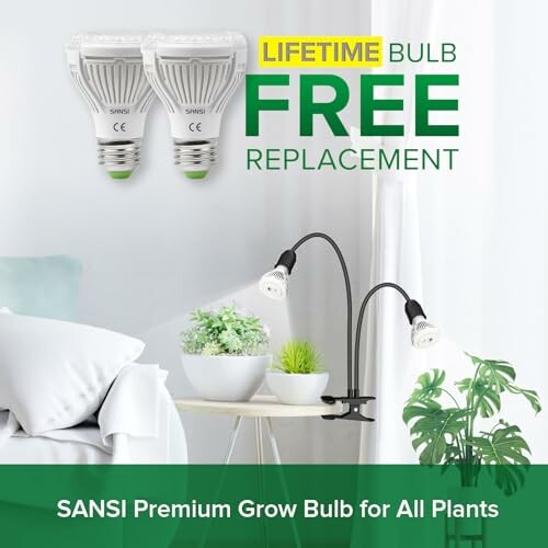 SANSI grow bulbs with lifetime free replacement offer.