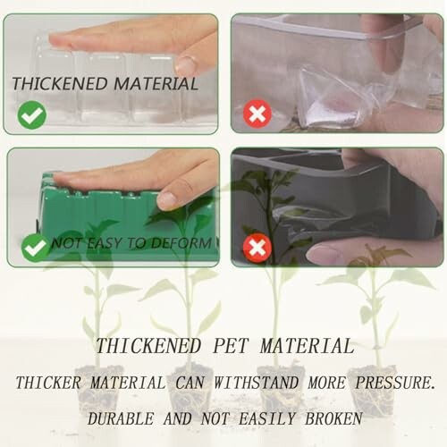 Comparison of thickened material showing durability and resistance to deformation.