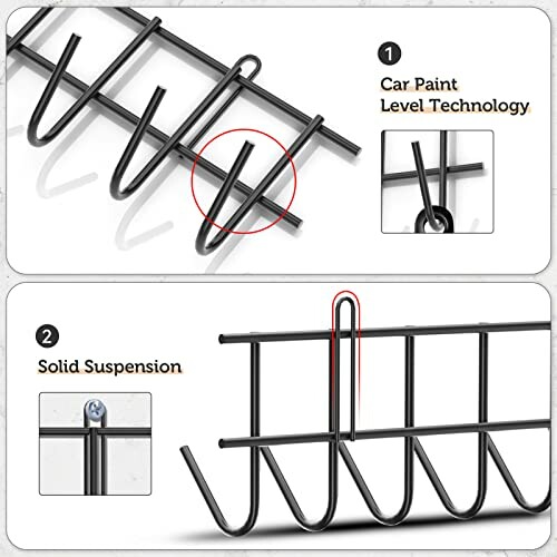 Metal wall hook rack with car paint finish and solid suspension.