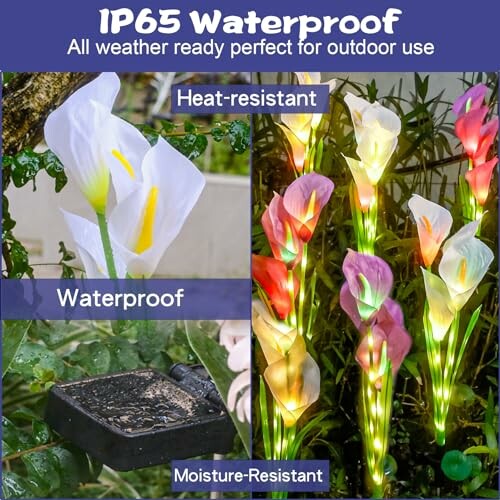 Waterproof and heat-resistant outdoor garden lights shaped like flowers.