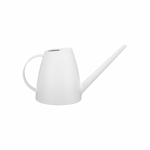 White watering can with a long spout