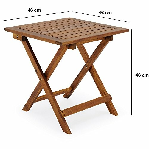 Dimensions labeled as 46 cm on each side, showcasing the table's compact size and ease of storage.